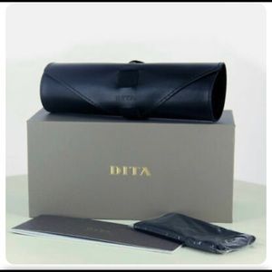 New DITA Eyeglasses black soft leather CASE in XL wooden box.
